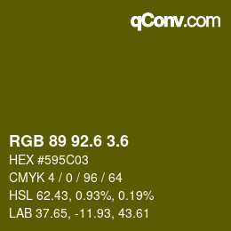 カラーコード: RGB 89 92.6 3.6 | qconv.com