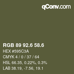 カラーコード: RGB 89 92.6 58.6 | qconv.com