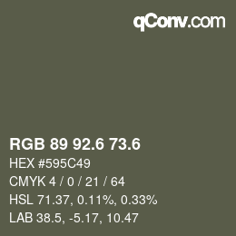 カラーコード: RGB 89 92.6 73.6 | qconv.com