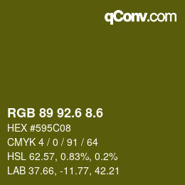 カラーコード: RGB 89 92.6 8.6 | qconv.com