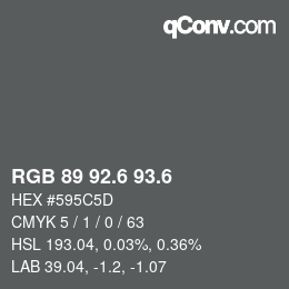 カラーコード: RGB 89 92.6 93.6 | qconv.com