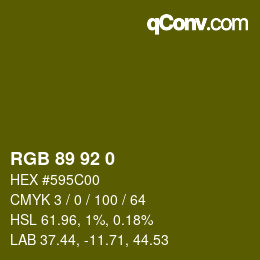 Color code: RGB 89 92 0 | qconv.com