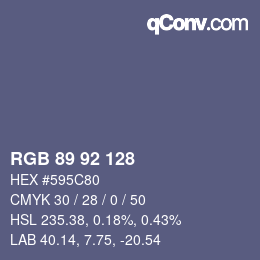 Color code: RGB 89 92 128 | qconv.com