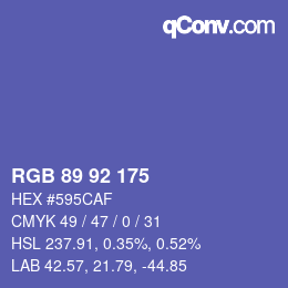 Color code: RGB 89 92 175 | qconv.com