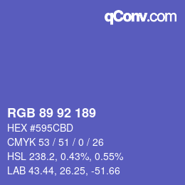 Color code: RGB 89 92 189 | qconv.com