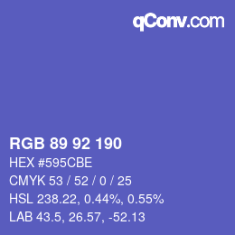 Farbcode: RGB 89 92 190 | qconv.com