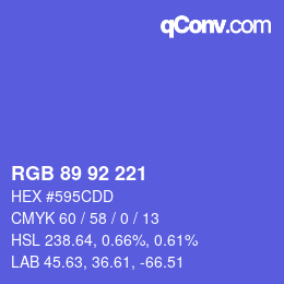 Color code: RGB 89 92 221 | qconv.com