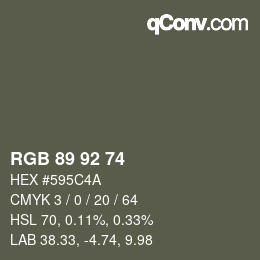 Color code: RGB 89 92 74 | qconv.com