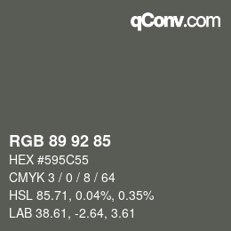 Color code: RGB 89 92 85 | qconv.com