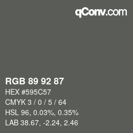 カラーコード: RGB 89 92 87 | qconv.com