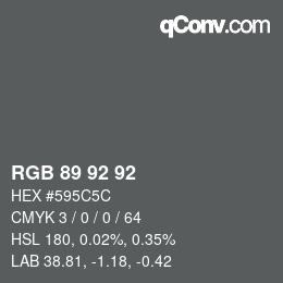 カラーコード: RGB 89 92 92 | qconv.com