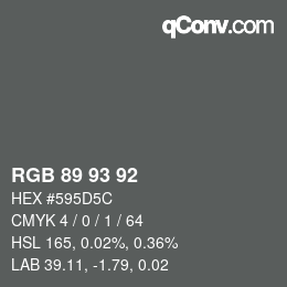 カラーコード: RGB 89 93 92 | qconv.com