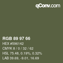 カラーコード: RGB 89 97 66 | qconv.com