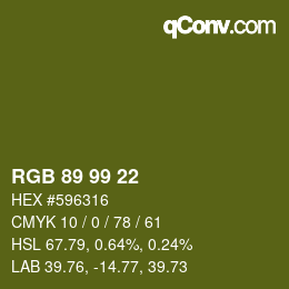Código de color: RGB 89 99 22 | qconv.com