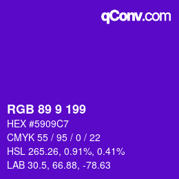 Color code: RGB 89 9 199 | qconv.com