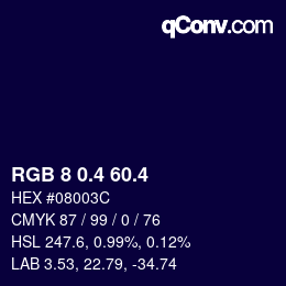 カラーコード: RGB 8 0.4 60.4 | qconv.com