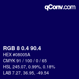 カラーコード: RGB 8 0.4 90.4 | qconv.com