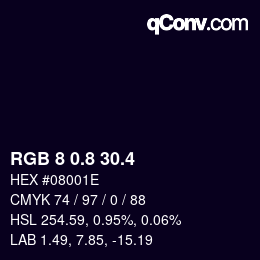 カラーコード: RGB 8 0.8 30.4 | qconv.com