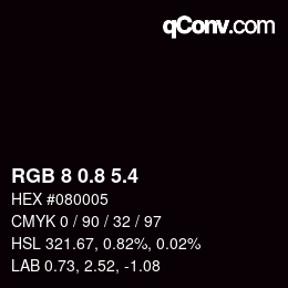 カラーコード: RGB 8 0.8 5.4 | qconv.com