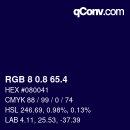 カラーコード: RGB 8 0.8 65.4 | qconv.com