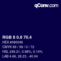カラーコード: RGB 8 0.8 70.4 | qconv.com