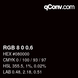 カラーコード: RGB 8 0 0.6 | qconv.com