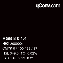 カラーコード: RGB 8 0 1.4 | qconv.com