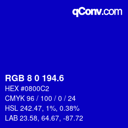 カラーコード: RGB 8 0 194.6 | qconv.com