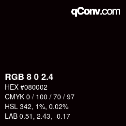 カラーコード: RGB 8 0 2.4 | qconv.com