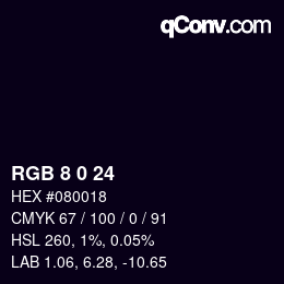 Color code: RGB 8 0 24 | qconv.com