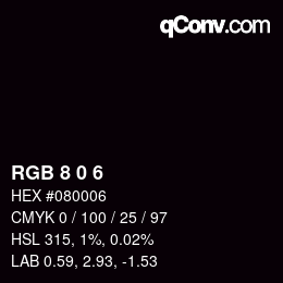 Color code: RGB 8 0 6 | qconv.com