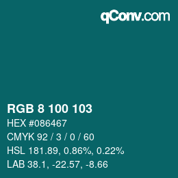 Color code: RGB 8 100 103 | qconv.com