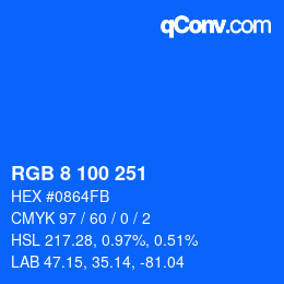 Color code: RGB 8 100 251 | qconv.com