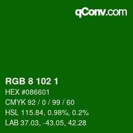 Color code: RGB 8 102 1 | qconv.com