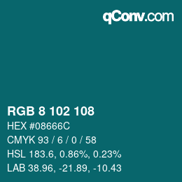 Color code: RGB 8 102 108 | qconv.com