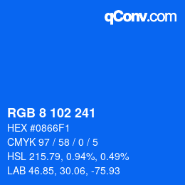 Color code: RGB 8 102 241 | qconv.com