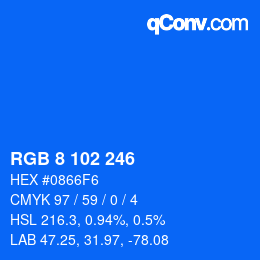 Color code: RGB 8 102 246 | qconv.com