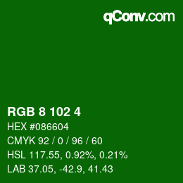 Código de color: RGB 8 102 4 | qconv.com