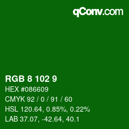 Color code: RGB 8 102 9 | qconv.com