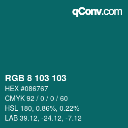 Farbcode: RGB 8 103 103 | qconv.com