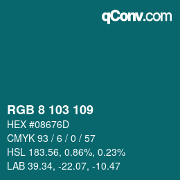 Color code: RGB 8 103 109 | qconv.com