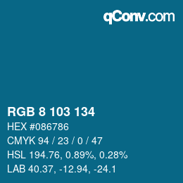 Color code: RGB 8 103 134 | qconv.com