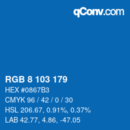 カラーコード: RGB 8 103 179 | qconv.com