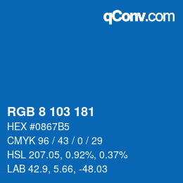 カラーコード: RGB 8 103 181 | qconv.com