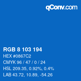 Color code: RGB 8 103 194 | qconv.com