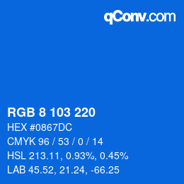 Color code: RGB 8 103 220 | qconv.com