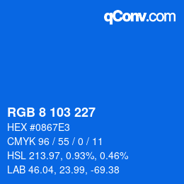 颜色代码: RGB 8 103 227 | qconv.com