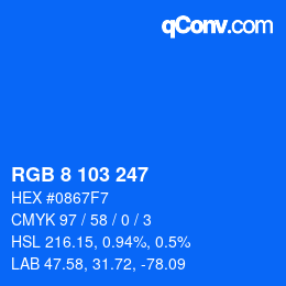 Color code: RGB 8 103 247 | qconv.com