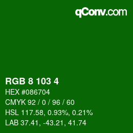 Color code: RGB 8 103 4 | qconv.com