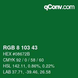 Color code: RGB 8 103 43 | qconv.com